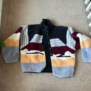 Free people Colorful Striped Fleece Jacket